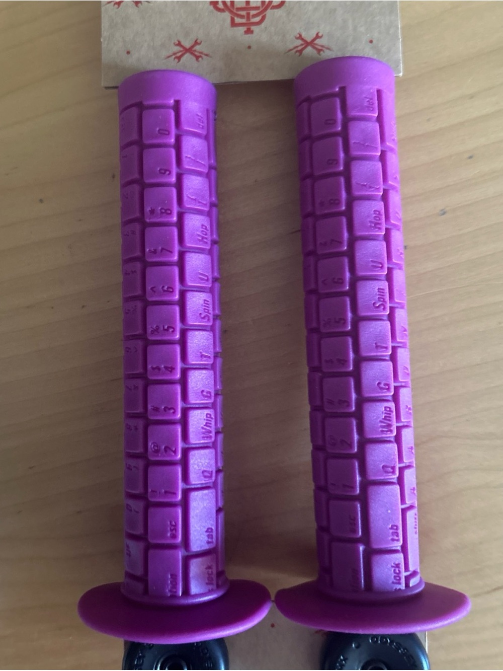 Odyssey Keyboard V1 Grips with Flange - Berry, Durable BMX Street & Dirt Riding